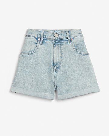 Super High Waisted Rolled Mom Jean Shorts | Express