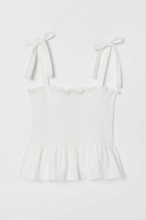 Camisole Top with Smocking - White