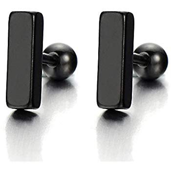 Stainless Steel Black Triangle Stud Earrings Unisex for Man and Women, Screw Back 2pcs: Amazon.co.uk: Jewellery