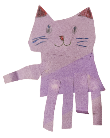 purple construction paper cat