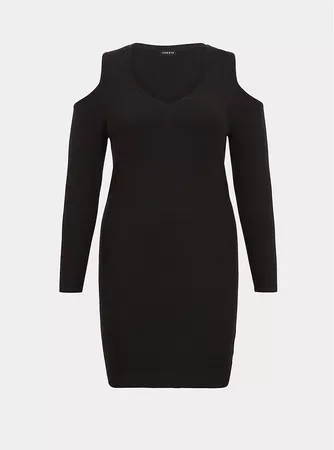 Black Cold Shoulder Sweater Dress | Torrid