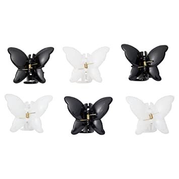 black and white butterfly hair clips