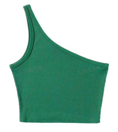 green one shoulder crop top