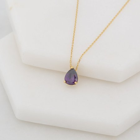 Purple Stone Necklace Silver Necklace Simple Necklace | Etsy