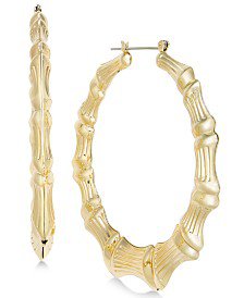 Macy's 10k Gold Hoop Earrings, Small Bamboo Jewelry & Watches - Earrings - Macy's