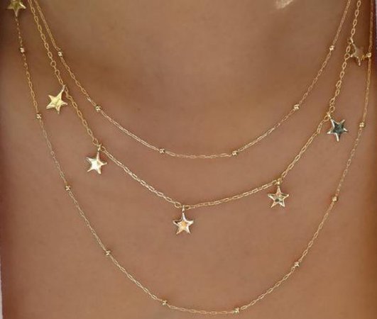 Gold Multi Chain Star Necklace