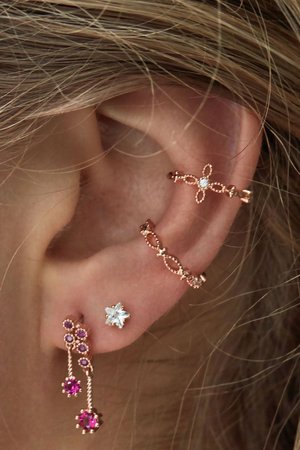 rose gold ear piercings