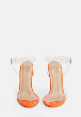 Neon Orange Clear Heeled Sandals | Missguided