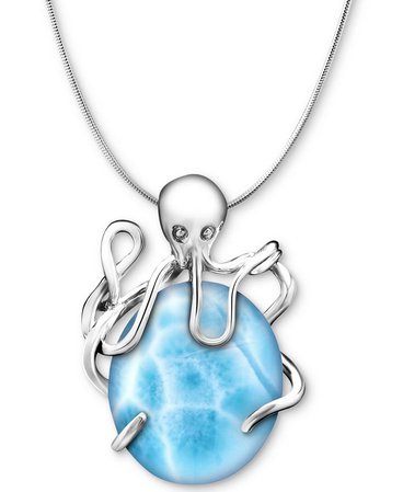 Marahlago Larimar Octopus 21" Pendant Necklace in Sterling Silver & Reviews - Necklaces - Jewelry & Watches - Macy's