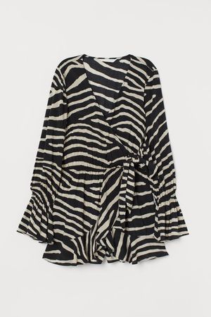 Jumpsuit with Flounces - Black/zebra print - Ladies | H&M US