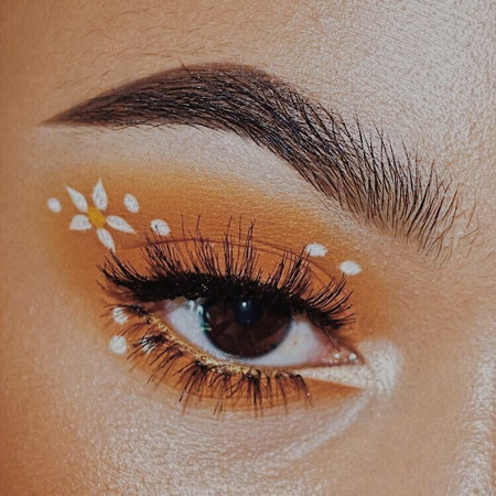 floral orange makeup