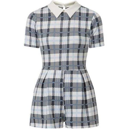 Cameo Rose Blue Check Collared Playsuit