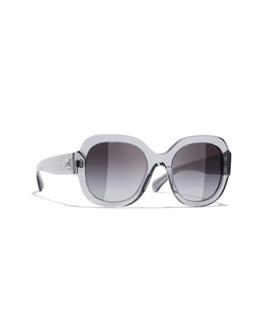 Square Sunglasses Transparent Gray eyewear | CHANEL