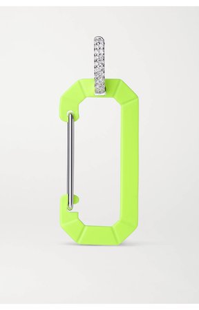 Neon Green and White Gold Earrings - Melissa Kaye