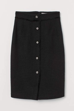 Textured-weave Skirt - Black