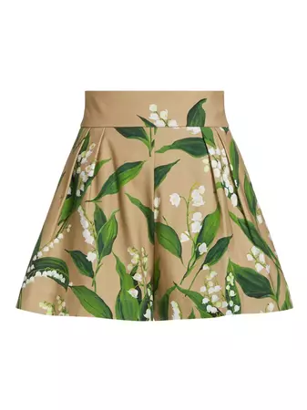 Shop Oscar de la Renta Lily Of The Valley Cotton Twill Shorts | Saks Fifth Avenue