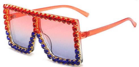 red and blue diamond sunglasses