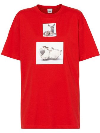 Burberry T-shirt Con Stampa Cerbiatto - Farfetch