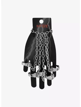 Five Finger Attached Ring Chain Bracelet | Hot Topic