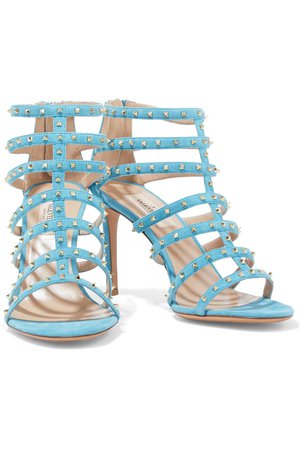 Turquoise Love Stud cutout suede sandals | Sale up to 70% off | THE OUTNET | VALENTINO GARAVANI | THE OUTNET