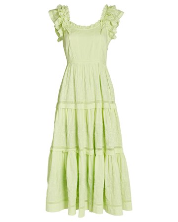 Ulla Johnson Julietta Tiered Cotton Midi Dress | INTERMIX®