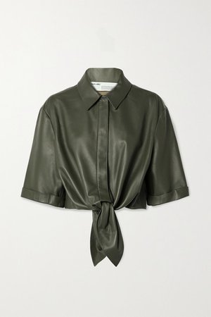 OFF-WHITE Tie-front leather shirt