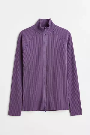Ribbed Top with Zipper - Purple - Ladies | H&M US