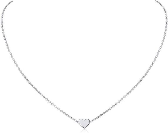 Amazon.com: 925 Sterling Silver Tiny Heart Pendant Necklace Endlessness Love Dainty Necklace, 16" : Clothing, Shoes & Jewelry