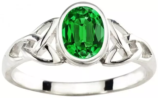 Silver Emerald Celtic Knot Ring