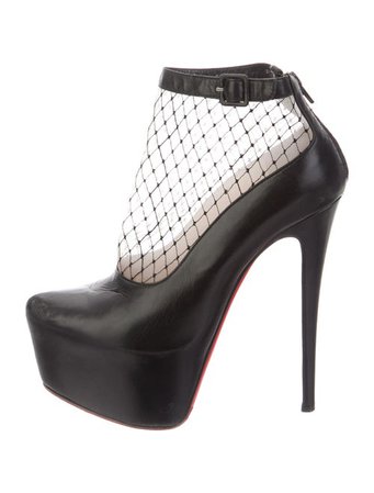 Christian Louboutin Booties Black fishnet sexy Boots, Shoes - CHT209153 | The RealReal