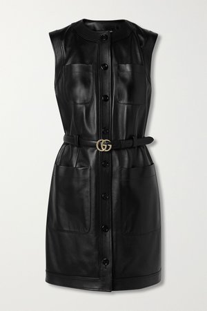 Black Belted leather mini dress | Gucci | NET-A-PORTER