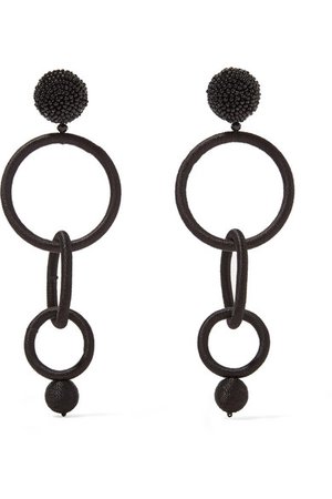 Oscar de la Renta | Beaded cotton clip earrings | NET-A-PORTER.COM