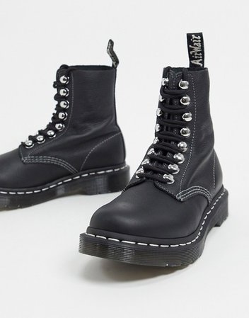 Dr Martens 1460 8 eye ski hook boots in black | ASOS