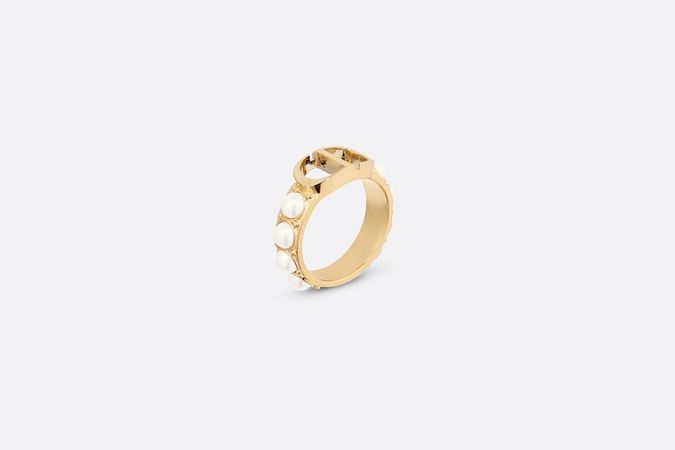 30 Montaigne Ring Gold-Finish Metal and White Resin Pearls | DIOR