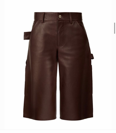 chocolate brown leather Bermuda shorts