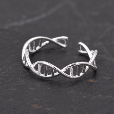 Sterling Silver Double Helix DNA Structure Open Ring | Etsy