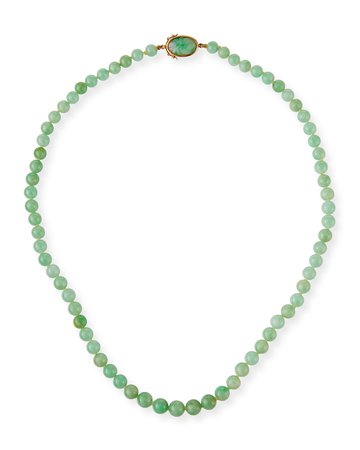 David C.A. Lin Graduated Green Jade Beaded Necklace