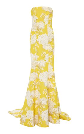Dior- Strapless Floral Gown by Monique Lhuillier