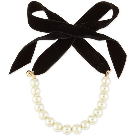 Lulu Frost Pearl Choker Necklace with Velvet Bow