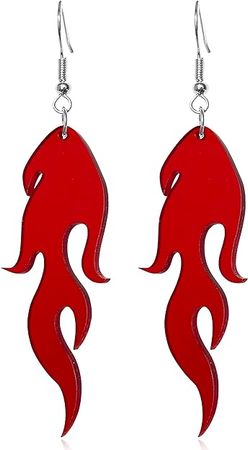 Amazon.com: Transparent Acrylic Flame Dangle Drop Earrings Dainty Multicolor Neon Flames Hook Earrings Punk Rock Hip Hop Fire Element Earrings for Women Girls Hollow Jewelry Gifts Cosplay Costume Accessories (Transparent Red): Clothing, Shoes & Jewelry