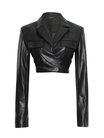 Leather Crop Jacket - Black