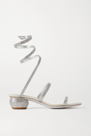 Cleo Crystal-embellished Metallic Leather Sandals - Silver