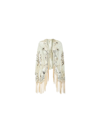 ivory white sequins retro 1920s shawl formal