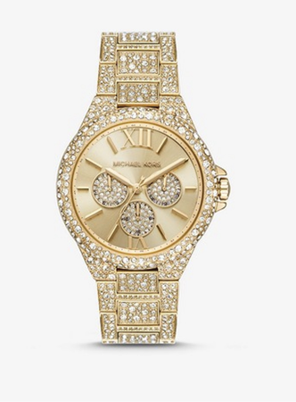 Micheal Kors- Oversized Camille Pavé Gold-Tone Watch
