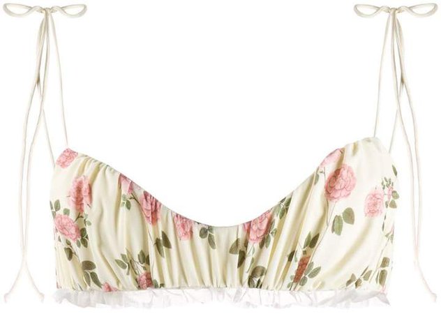 floral-print bikini top