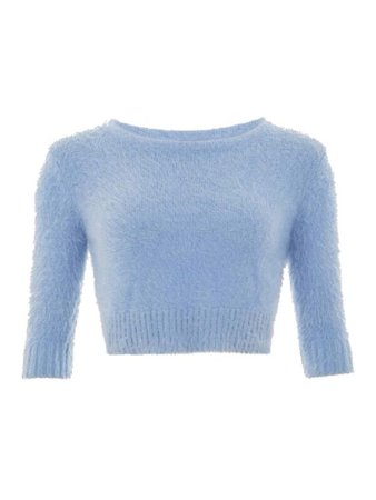 Light Blue Cropped Wool Sweater