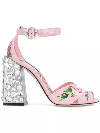Dolce & Gabbana Embroidered Heel Printed Sandals - Farfetch