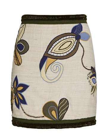 Veronica Beard Inga Embroidered Silk Mini Skirt | INTERMIX®