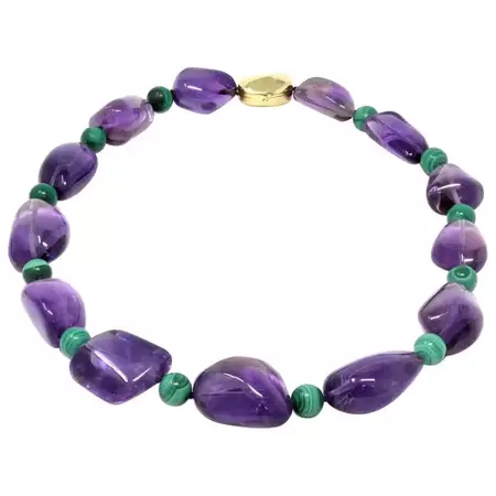 Tambetti | 18 Karat Amethyst and Malachite Necklace For Sale at 1stDibs