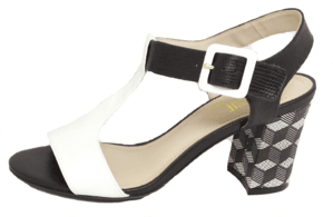 Bently - Black and White Sandal Heel by Chrissie Brazil | Mainstreet Shoes Queanbeyan